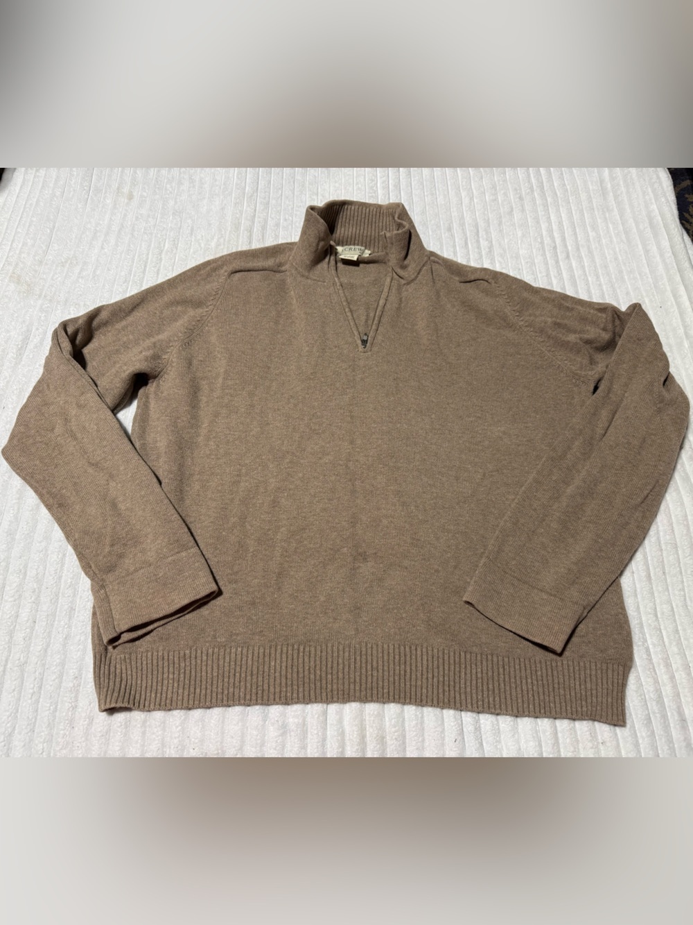 J. Crew Men's Taupe Quarter-Zip Sweater
